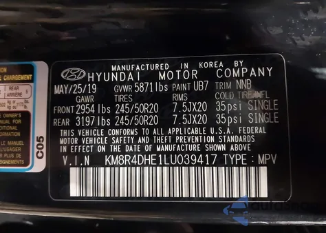 2020 Hyundai Palisade Sel from USA, damaged, VIN KM8R4DHE1LU039417